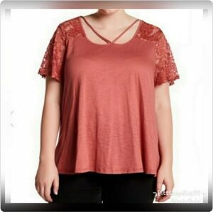 🎉Blu Pepper Lace Sleeve Knit Tee